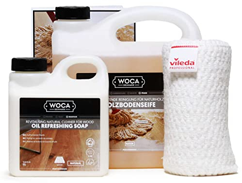 WOCA Pflegeset Home (Holzbodenseife, Bodentuch, 1L Ölrefresher)