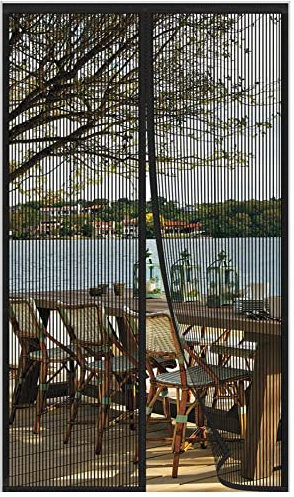 AQKaki Magnet Fliegengitter Tür, 210x230cm Polyesterfaser Insektenschutz Balkontür Fenster Magnetvorhang Stärkere Magneten Fliegenvorhang Ohne Bohren Mückenschutz Tür für Haustür Räume Terrassentür