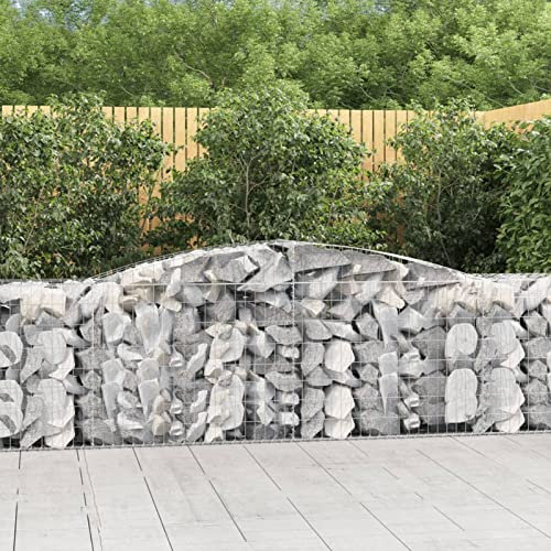 Lechnical Mesh Wire Panels,Aviary Mesh,Arched Gabion Baskets 4 pcs 400x50x80/100 cm Galvanised Iron