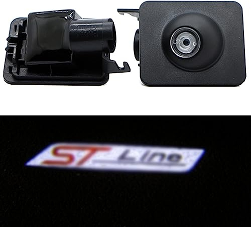 Duleutgnu 2 Stück Umfeldbeleuchtung LED Seite unter Spiegel Umgebungslicht Autotür Logo Türbeleuchtung Innenraum Ghost Projektor Willkommenslicht Teppich Ersatz Rücklicht Zubehör Glaslinse Line R