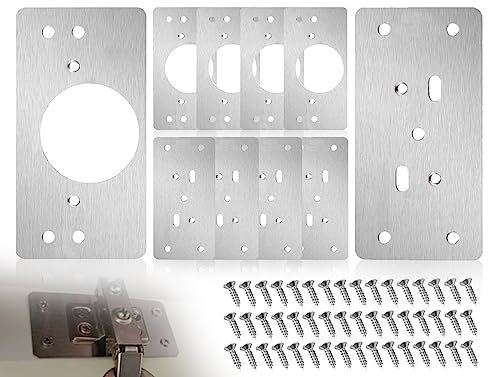 KAPSING 8 Stück reparatursatz für scharniere, scharnier reparaturset, 4 Paare Edelstahl Scharnier Reparaturplatte für Schranktüren