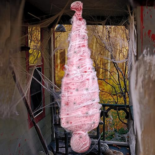 HEZHU Halloween Corpse Dekoration Creepy Cocoon Corpse Dekorationen Hängende Leichen Requisiten Deko Körper Spinnennet Dekoration für Halloween Outdoor, Terrasse, Spukhaus