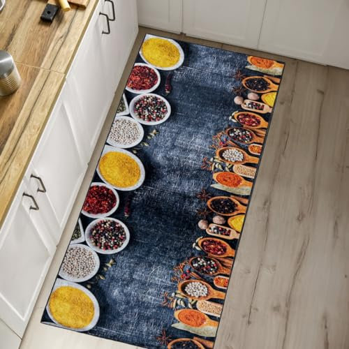 Mazovia Alfombra de Cocina - Alfombra Cocina Antideslizante - Alfombra Pelo Corto - Certificado Oeko-Tex - Lavable a 30°C - Cuidado fácil - 80 x 300 cm - Gris Multicolor