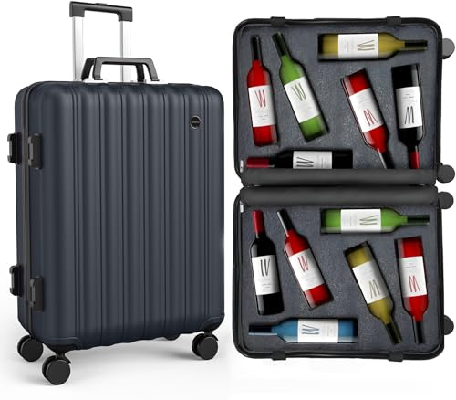 boldworks Wine Suitcase for Airplanes 12 Bottle Wine Luggage for Airplane Travel with TSA Approved Lock and Removable Insert to Carry Liquor Black Color Case