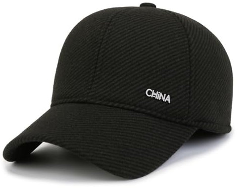 YEAMKE Herbst/Winter Herren Baseballkappe Casual Letter Cap Fleece, CH Mark Schwarz, verstellbar