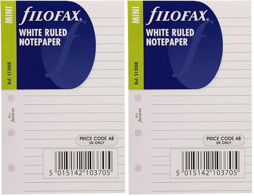 Filofax Mini White Ruled Notepaper (Packung mit 2)