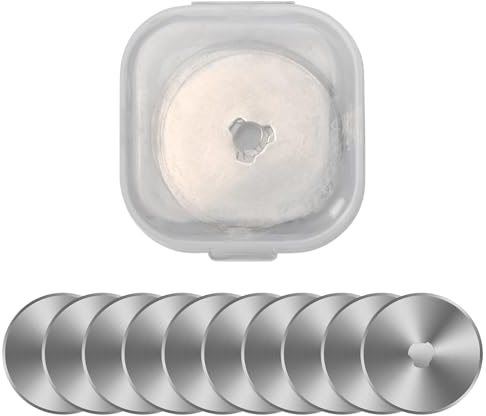 Wisebom Lame di Ricambio per Taglierine Rotante, 10Pcs Cutter per Cucito da 28/45mm in Acciaio Inox, Lame Rotativa Quilting Lame Rotonde Affilate per Tessuto Pelle Carta (28mm)