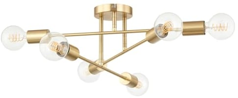 Lindby Deckenlampe Aloria (Modern) in Gold/Messing aus Metall (6 flammig, E27) - Deckenleuchte Lampe Wohnzimmerleuchte