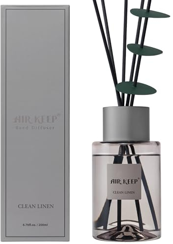 Airkeep Raumduft 200ml, Frischer Leinen Grau Duftstäbchen, Raumerfrischer Deko für Schlafzimmer, Badezimmer, Büros, Schränke