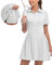 Soneven Damen Tenniskleid mit Hose Tennis Kleidung Set Ärmellos A-Linien Sportkleider Sommerkleid Golfkleid Für Sport Tennis Golf Baseball,Weiß,M
