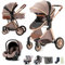 BEBBY passeggino trio, combinazione passeggino 3 in 1 passeggino cittadino con passeggino passeggino portatile con neonato passeggino pieghevole di lusso con passeggino ad alta vista (khaki)