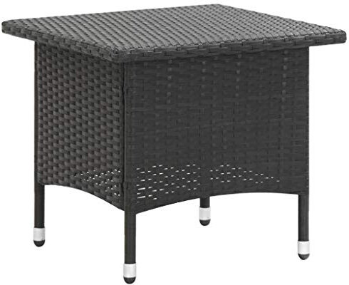 Rantry Teetisch Balkontisch Holztisch Gartentisch Terrassentisch Möbel Beistelltisch Außentisch Gartenmöbel Tisch für Garten Schwarz 50 x 50 x 47 cm Poly Rattan