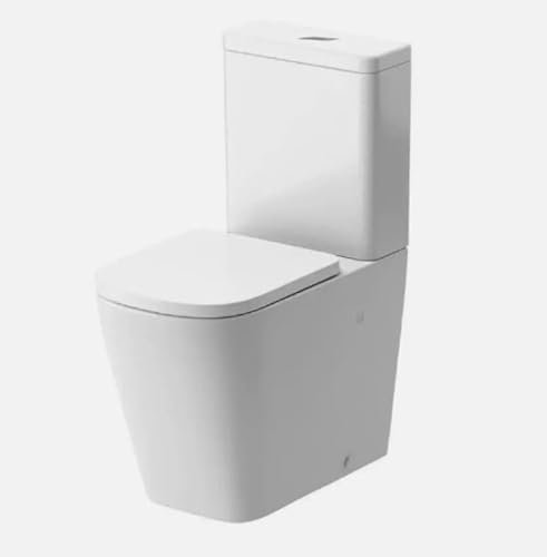 Bathrooms Close Coupled Toilet with Soft Close Seat and Cistern Square Pan - Rimless Toilet Pan Square Pan)