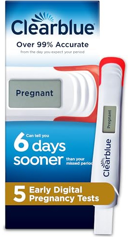 Clearblue Early Digital Pregnancy Test, Early Detection at Home Pregnancy Test, 5 Ct