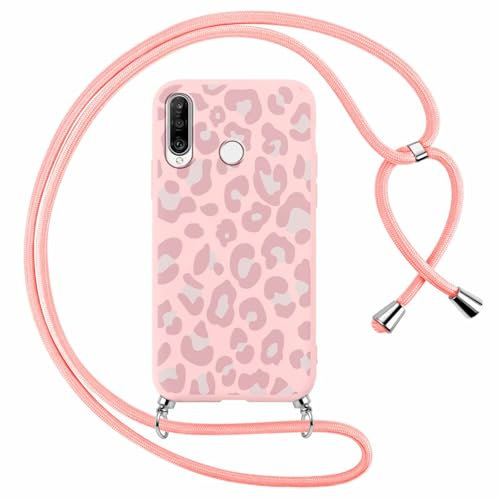 Foonary Handyband Hülle mit Band für P30 Lite 6,15 Handyhülle, Aesthetic Design Kette Necklace Case mit Kordel zum Umhängen Silikon Schutzhülle Cover Schnur für Huawei P30 Lite, Leopard 1