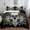 XCQHZYQ Bettwäsche 135x200 cm Rose & Totenkopf & Gothic-Stil Bettwäsche Set für Doppelbett mit Reißverschluss und 2 Kissenbezug 80x80 cm, Bettbezug Set 3 Teilig Bettdeckenbezug