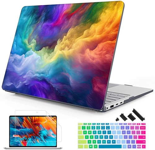 Mektron Case for 13.8 Microsoft Surface Laptop 7 Windows 11 AI PC 2024 Surface Laptop 13.8 Inch Cover Fits Model 2036, Keyboard Cover +Screen Protector +Dust Plugs, Rainbow Cosmic