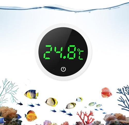 OQIMAX Aquariumthermometer, Digital, Touch Screen, Hohe Präzision, Wasser Thermometer für Süßwasser Marine Aquarium, Kleben von Außen
