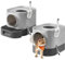 Feandrea Katzenklo 2er Set, Katzentoilette XXL, mit Deckel, ausziehbares Tablett, Schaufel, Bürste, für Katzen verschiedener Größen, weniger Spuren, Taubengrau-schiefergrau PPT002B10