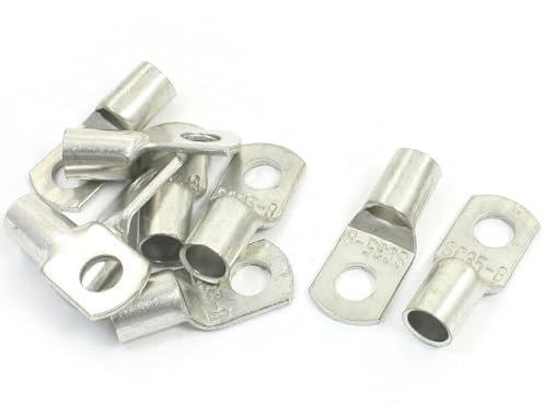 TOP-VIGOR 9Pcs 2 AWG Copper Wire Lug SC35-8, Crimp Ring Terminals Cable Lugs Bolt Hole, Battery Cable Ends Eyelets Connectors for Car Boat Auto Electrical Use