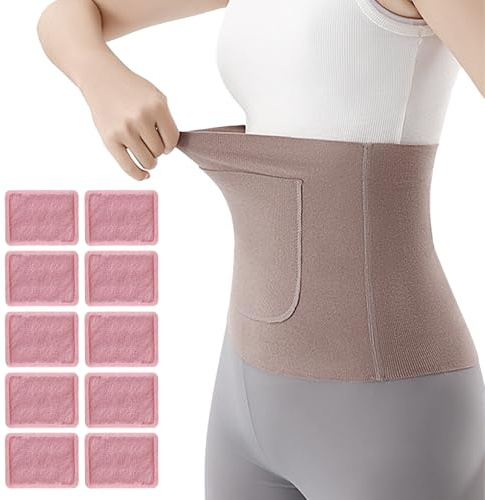 Taillenwärmer für Damen – bequemer, tragbarer elastischer Wickel mit 10 Wärmern, für Herren, Winter, Skifahren, Jagd, Camping, Outdoor-Sport, Büros, Arbeit, kaltes Wetter, Reisen, Party, Alltag