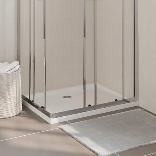Anself Plato de Ducha Moderno ABS con Fibra de Vidrio, Blanco, 70x90x4 cm, Bajo Umbral