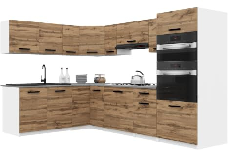 Belini Italia 8 Eckküche Küchenblock 420cm Goldbraun