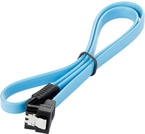 POPPSTAR 1x Cable de datos flexible de 0,5m Sata 3 HDD SDD, enchufe rectos con ángulo de 90 grados, hasta 6 GB/s, azul
