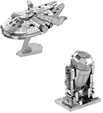 Metal Earth Fascinations Star Wars Millennium Falcon und R2-D2 3d Metall Puzzle, Konstruktionsspielzeug, Lasergeschnittenes Modell