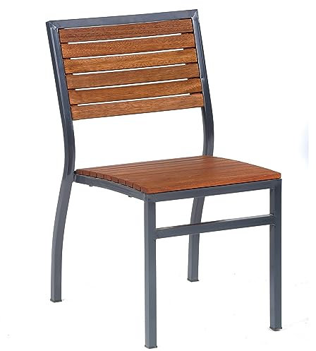 BrackenStyle Dorset Luxury Metal and Hardwood Outdoor Garden Patio Dining Side Chair