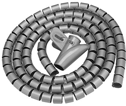Cable Tidy 1.5m/3m Length Spiral Wrap Wire Spiral Cable Tube 16/22/28mm White Black Silver Cable Management Solution (silver1.5mx16mm)