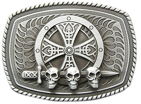 Urban Backwoods Skull & Sword & Shield II Gürtelschnalle für Wechselgürtel Buckle