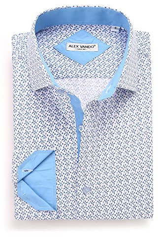Alex Vando Chemise Imprimée à Manches Longues pour Homme Coupe Droite Boutonnée