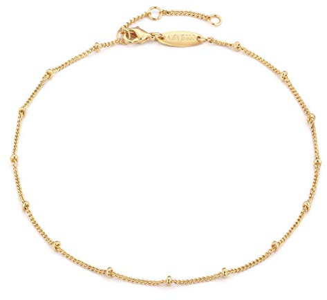 MEVECCO Dainty Spaced Bead Chain Anklet for Women