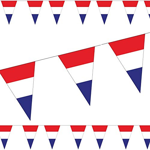 3,5m Wimpelkette * NIEDERLANDE/Holland * als Deko für Länderparty | Mottoparty Banner Girlande Partykette Rot Weiss Blau