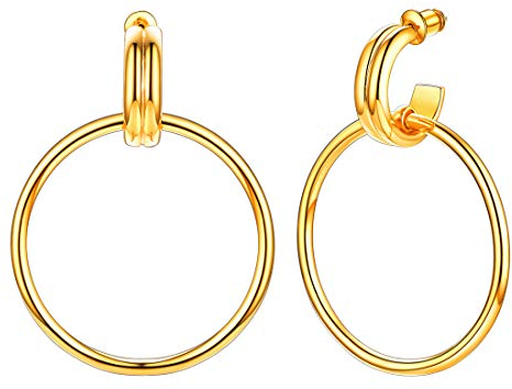 U7 Damen Ohrringe Vintage Stil Creolen Kreis Ring Ohrringe 18k vergoldet Ohrstecker mit 925 Silber anti-allergische Nadel Fashion Street Style Modeschmuck Accessorie für Mädchen