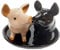 KIOTEET Salière et Poivrière Animaux Cochons Céramique Noir avec Plat Noir
