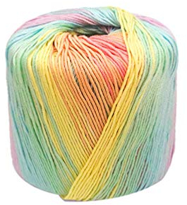 HEALLILY Macrame Cotton Rope Multicolor Gradient Crochet Yarn for DIY Crochet Knitting Hats Sweater Scarf Light Rainbow Cotton Yarn