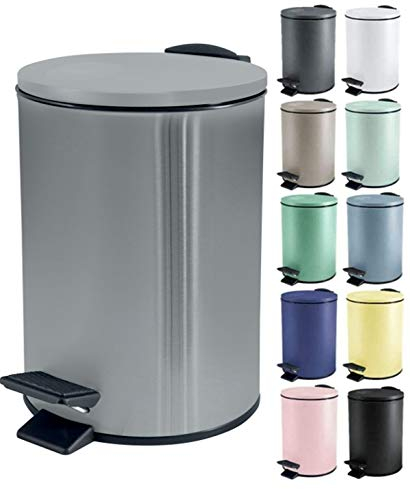 Spirella Kosmetikeimer 3 Liter Edelstahl mit Absenkautomatik und Inneneimer Adelar Badezimmer Mülleimer Softclose Abfalleimer Silber, Grey, 3 litres