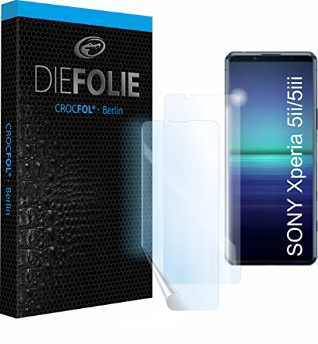 Crocfol Schutzfolie vom Testsieger [2 St.] kompatibel mit Sony Xperia 5 II / 5 III- selbstheilende Premium 5D Langzeit-Panzerfolie - inkl. Kamera schutzfolien (Case-friendly)