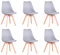 BenyLed Juego de 6 Sillas de Comedor con Asiento Tapizado y Patas de Madera de Haya, Ideal para Comedor, Cocina, Salón, Dormitorio, Gris