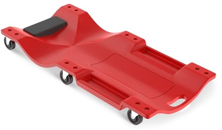 HENGMEI Rollbrett Werkstatt KFZ Montagerollbrett Werkstattliege Montageliege Auto mit 6 kugelgelagerten 360° Rollen, Kopfstütze und 2 Ablagefächern (101.5 x 45.5 x 11.5 cm)