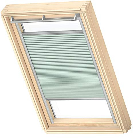 VELUX Original Roof Window Blackout Energy Pleated Blind, F06, Dusty Green, with Grey Guide Rail