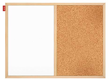 memobe Kombi Magnettafel und Pinnwand DUO, aus lackiertem Stahl und Kork, mit Rahmen aus Kiefernholz, Montage-Zubehör liegt dabei, Montage waage- oder senkrecht MTD060040.23.01.01 Duecork 60x40 cm