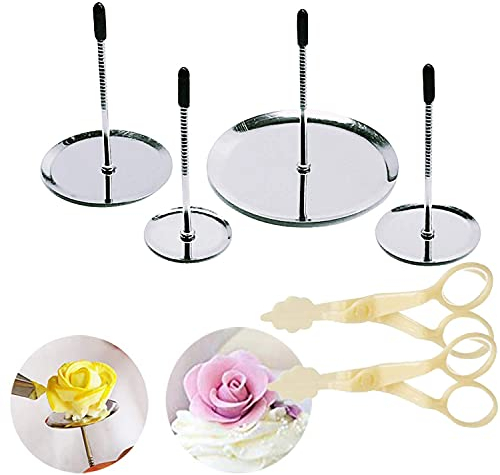 Cake Flower Nail & Flower Lifters 6 Pcs/Set, Flower Nails Cake Decorating Tool Kit for Icing Flowers Decoration