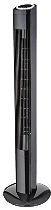 Cilio Turmventilator PEAK, besonders leise, 90° Oszillationsfunktion, 3 Geschwindigkeitsfunktionen, 50W, 3 Ventilationsfunktionen, Fernbedienung, Schwarz