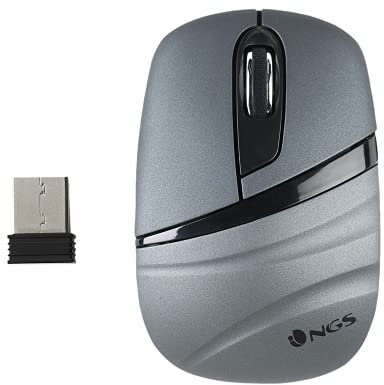 NGS Ash Dual- Mini Ratón Multidispositivo Inalámbrico, 2.4 GHz, con Tecnología Bluetooth 5.0, Alcance 10 M, 1200 dpi, Color Gris Grafito