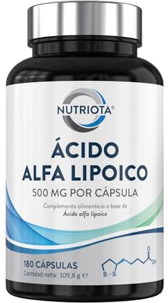 Ácido alfa lipoico (ALA) de 500 mg | 180 cápsulas veganas de alta potencia | Ayuda a reducir la inflamación, controlar los niveles normales de azúcar en sangre y la salud del sistema nervioso