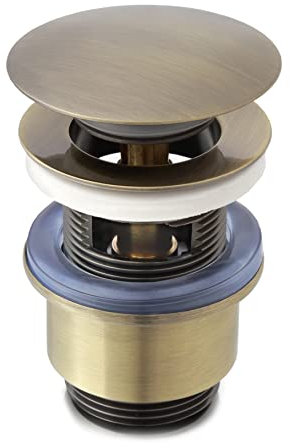 Piletta di Scarico Click-Clack Universale Con Troppo Pieno per Lavabo e Bidet 1 1/4 in Ottone mod. Vajont (Bronzato)