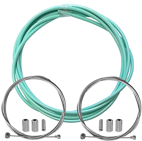 cyclingcolors Guaina freno bicicletta con cavo terminali kit anteriore posteriore compatibile con Shimano Sram città strada vtt performance, Verde celeste